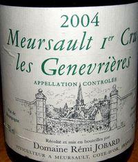 Jobard Rémi “Les Genevrières 2004″ Meursault 1er Cru