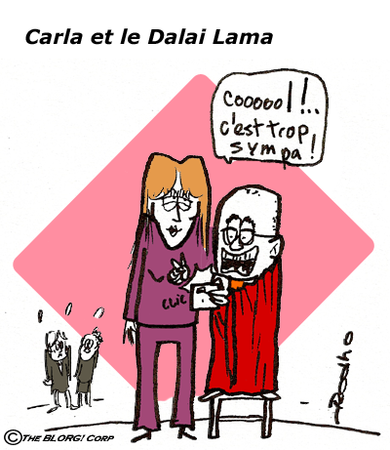 Carla Sarkozy-Tedeschi i Chianti et ... c'est qui avec elle ?.. le Dalai lama ? caral_et_le_dalai_lama