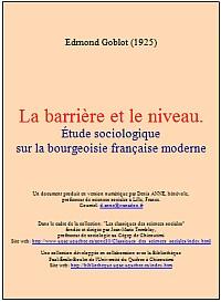 Edmond Goblot, La barrière et le niveau.