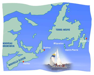 Carte St Pierre et Miquelon et les environs