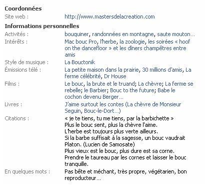 Enrichissez votre bouc avec les Mastersdelacréation 2008