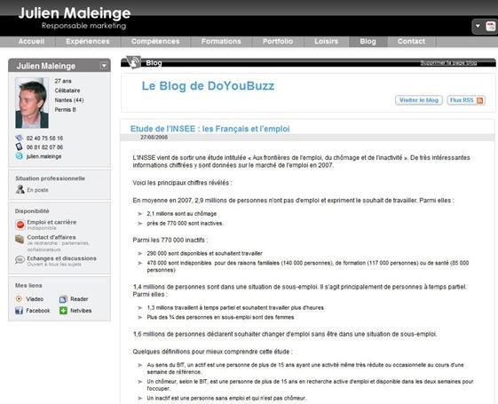 Invitez vos contacts, insérez votre blog et vos loisirs blog