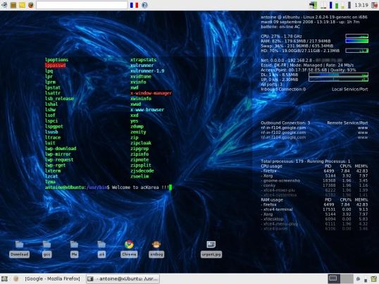 Screenshot de mon bureau Xfce sous xUbuntu