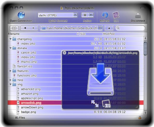 Cyberduck, logiciel FTP pour Freebox