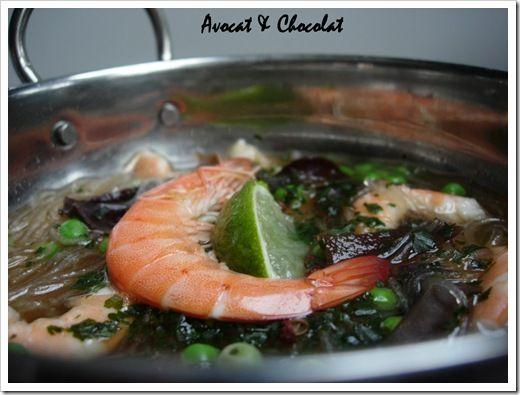 Soupe crevette ,vermicelle et champignons noirs (2)