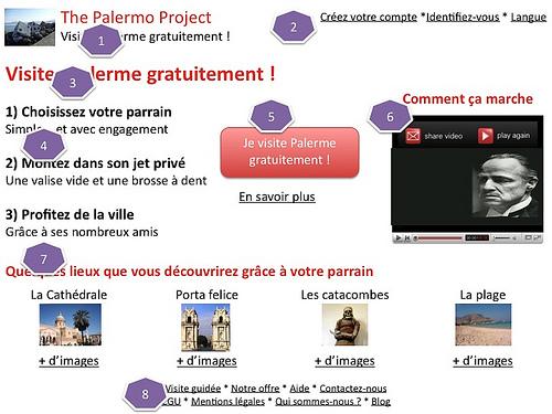 The Palermo Project : prototype de la page d'accueil