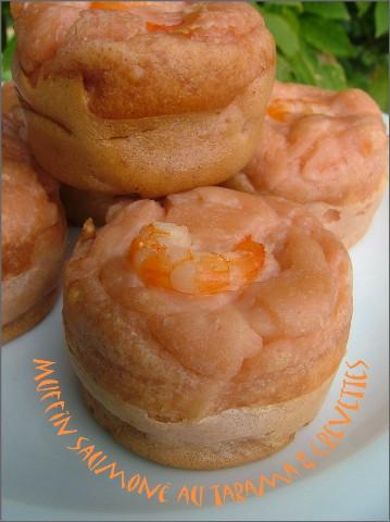 Muffins saumonés au tarama & crevettes Muffins saumonés au tarama & crevettes