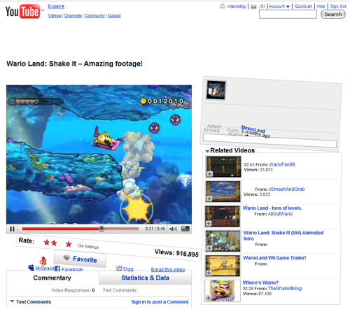 Wario Land Shake détruit votre page YouTube