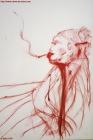 Kate Moss autoportrait au rouge à lèvres