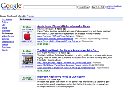 google-blog-search-1 Nouvelle page d’accueil pour Google Blog Search