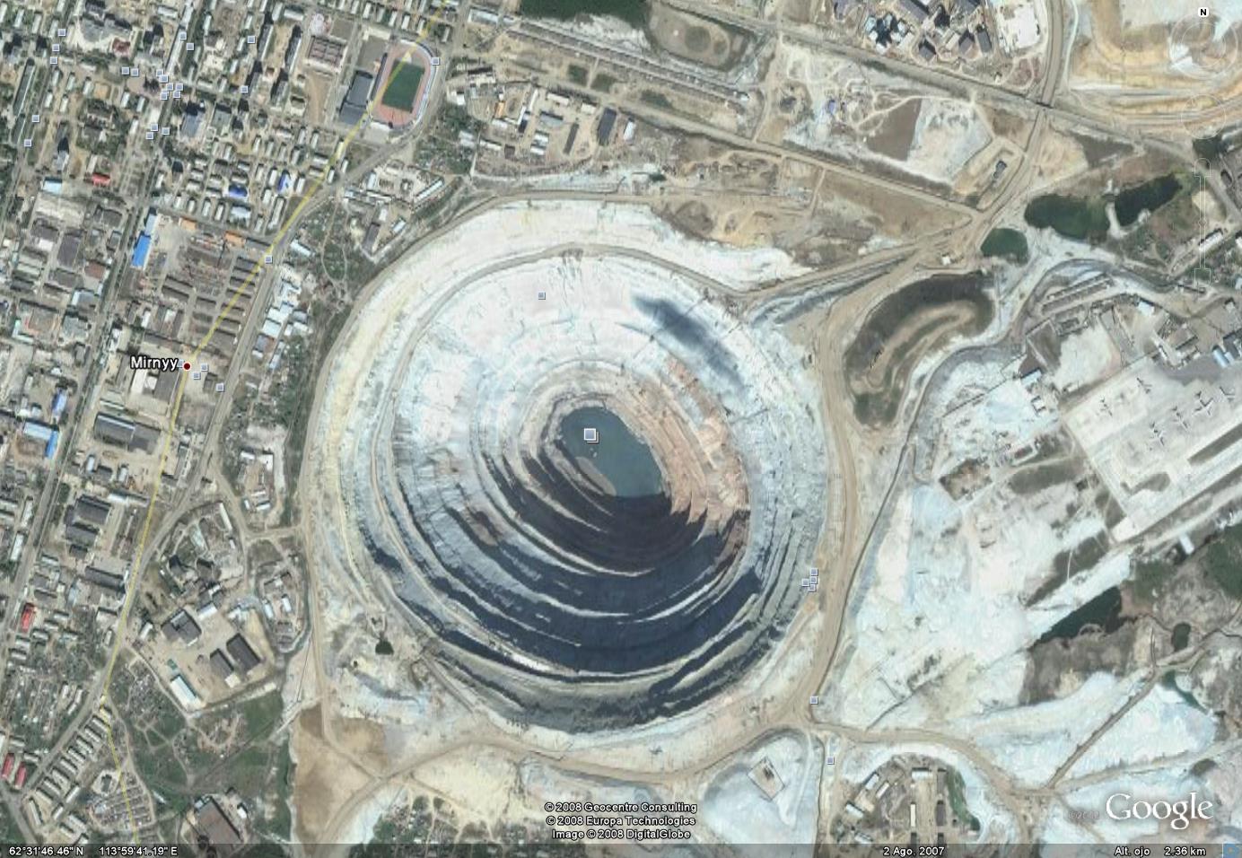 Google Earth-mine -- Les mines les plus profondes dans le monde.
