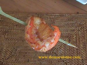 Aperitif : brochettes de crevette a l’ananas