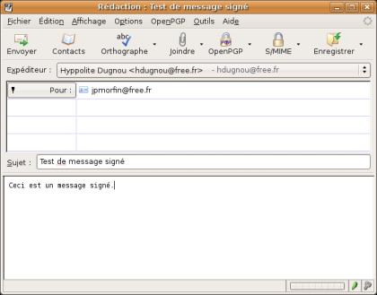 Envoyer messages signés chiffrés avec Enigmail