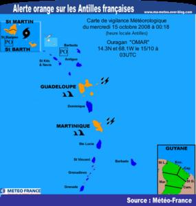 Alerte orange : Saint Martin/Barthélémy, Guadeloupe et Martinique