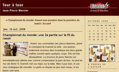 Une seconde partie sur le fil du razoir selon Jean-Pierre Mercier Le célébrissime blog d'échecs de JP Mercier