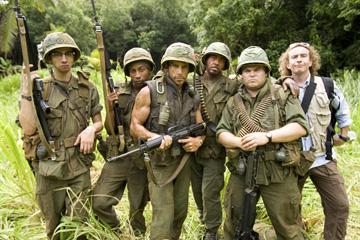 Jay Baruchel , Brandon T. Jackson , Ben Stiller , Robert Downey Jr. , Jack Black and Steve Coogan in DreamWorks Pictures' Tropic Thunder