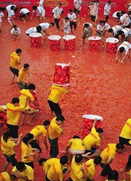 Bataille de tomates en Chine