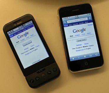 HTC G1 vs iPhone 3G et Samsung i900