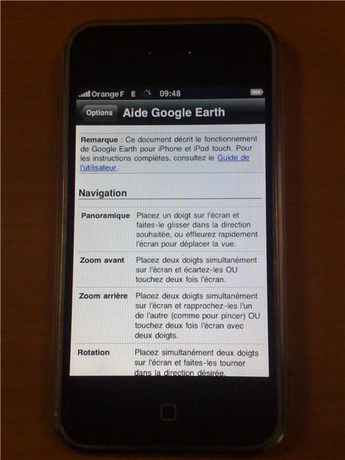iPhone - Google Earth Guide utilisateur