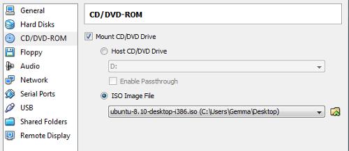 virtualbox2 Renseignement de l'image téléchargée