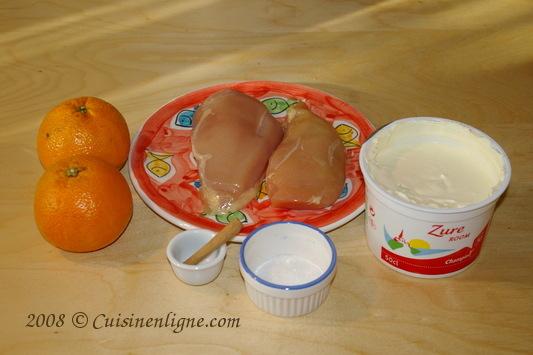 Les ingrédients des escalopes de poulet à l'orange et cannelle
