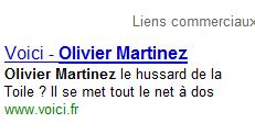 Voici achète des mots clés quand Eric Dupin est au tribunal ! SEM Google Voici Olivier Martinez