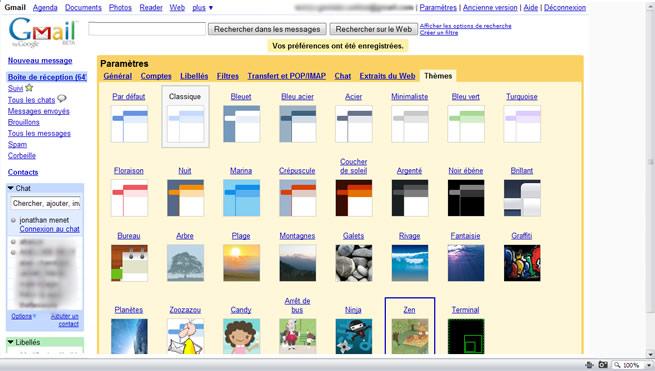 31 Thèmes graphiques disponibles pour Gmail