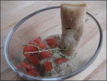 Verrines à la mousse de lentilles & grissini au thym et sésame