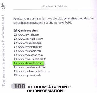 100 réflexes bébé bio, le guide cite Abonéobio