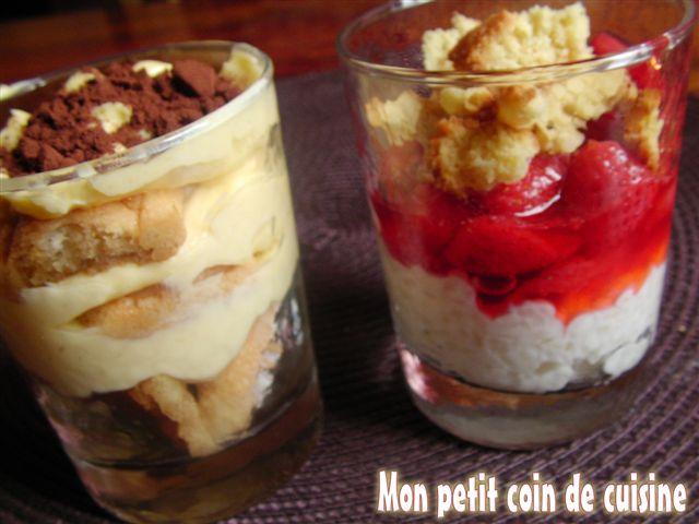 Desserts Tiramisu et Faux riz au lait sans lait et aux fraises