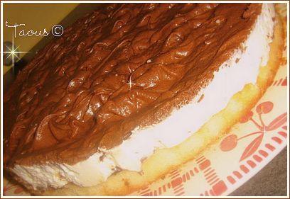 Gâteau mousseux faisselle et mousse au chocolat