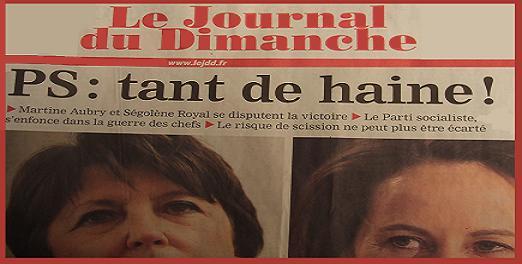 Cris & Chuchotements au Journal du Dimanche. Tant de (Ségol)haine