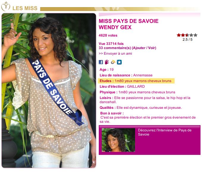 Une petite erreur sur le site de miss France