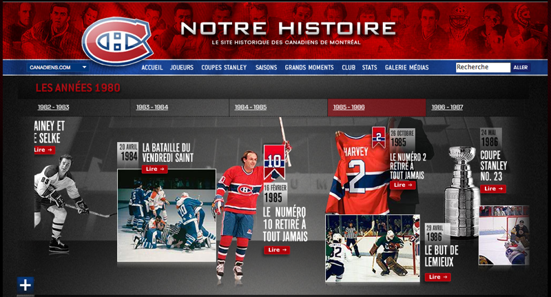canadiens L’histoire du club de hockey Canadiens sur le Web