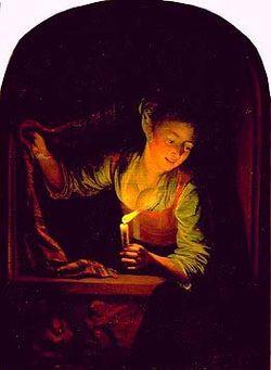Gerrit Dou, Joven a la ventana con una vela, v. 1658-1665