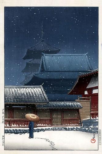 Temple de Tonno, Osaka - Kawase Hasui
