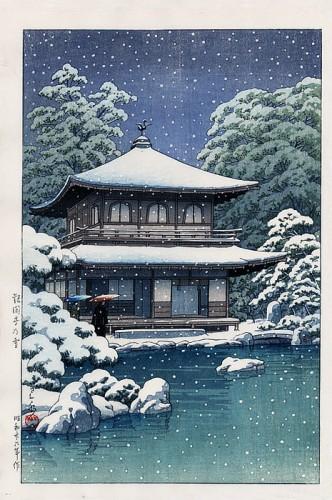 Neige au temple de Ginkakuji , Kyoto - Kawase Hasui Neige au temple de Ginkakuji , Kyoto - Kawase Hasui