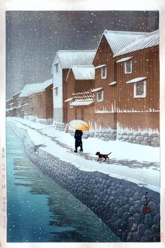 Neige à Shinkawabata Handa - Kawase Hasui Neige à Shinkawabata Handa - Kawase Hasui