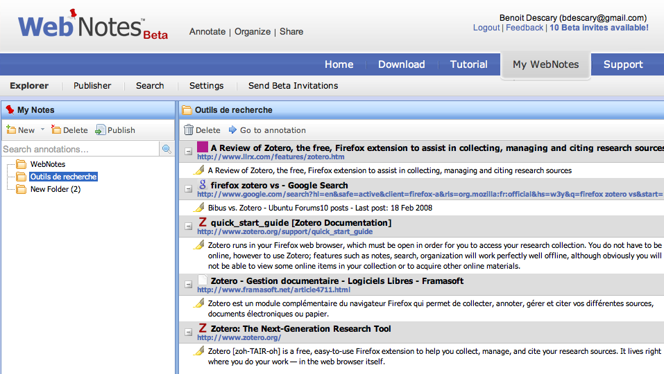 webnotes webnotes-1 WebNotes, un outil qui vous permet dannoter et de gérer vos recherches Web