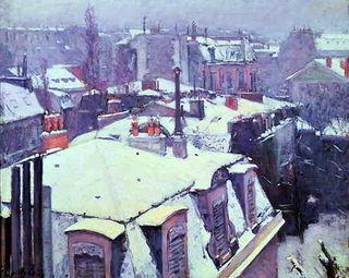 Caillebotte - Vue de toits - effet de neige 1878