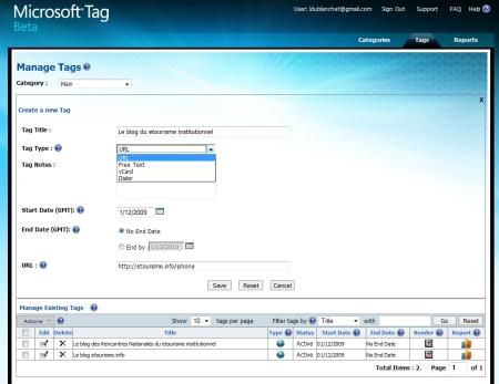 Les tags par Microsoft