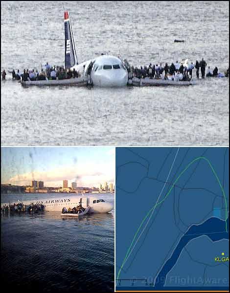 Un Airbus s'abîme dans le fleuve Hudson à New York