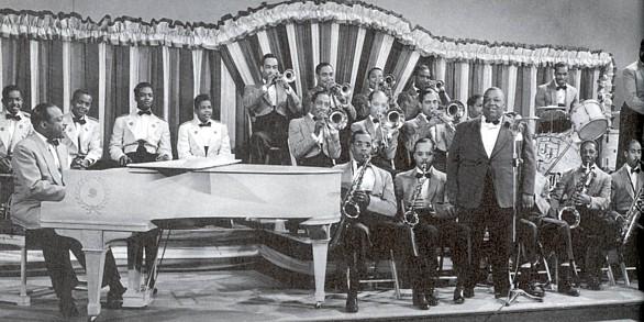 Count Basie's band, with singer Jimmy Rushing, 1943
