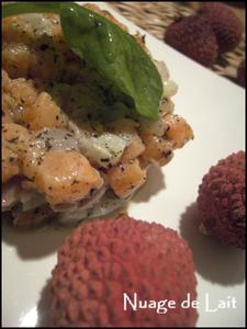 Tartare de Saumon/Litchees au Thé Earl Grey (amuse-bouche ou entrée) Tartare de Saumon/Litchees au Thé Earl Grey (amuse-bouche ou entrée)
