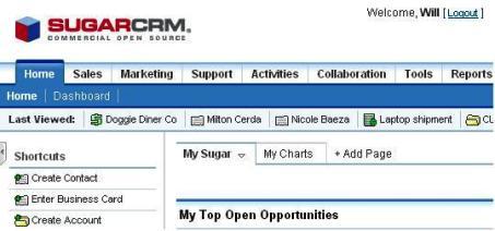 Sugar CRM screenshot