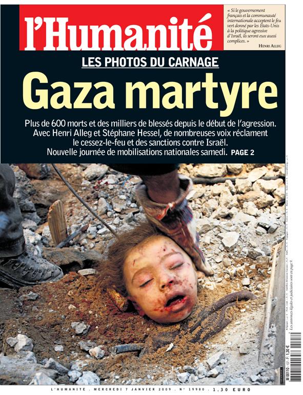 Une de l'Humanité pendant le conflit de Gaza