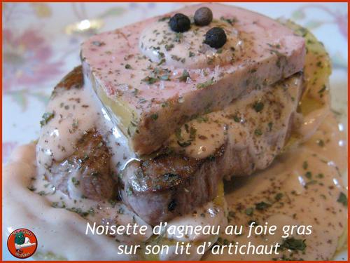 Saint Valentin, noisettes d'agneau sauce foie gras sur lit d'artichaut