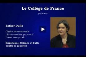 Leçon inaugurale d'Esther Duflot au Collège de France
