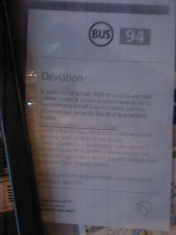 Suppression (momentanée?) de voie de bus, Bd Saint Germain…