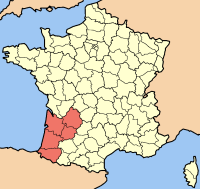 Map of France highlighting the Region of Aquitaine